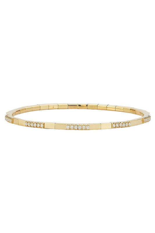 Diamond Two Alternating Extensible Stretch Bracelet-YELLOW GOLD-JEWELRYFINE JEWELBRACELET O-ROBERTO DEMEGLIO