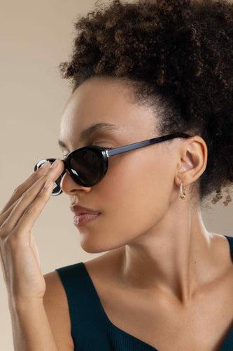 Oval Cat Eye Sunglasses-BLACK-ACCESSORIESUNGLASSES-SAINT LAURENT