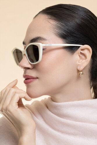 Rectangle Sunglasses - Ivory Black-CREAM-ACCESSORIESUNGLASSES-SAINT LAURENT
