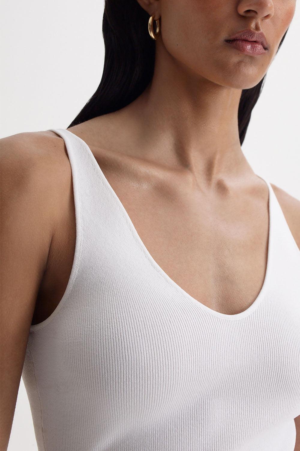Knit V Neck Singlet-WHITE-XS-CLOTHINGTOPTANK-SCANLAN THEODORE