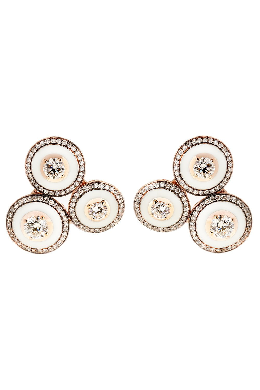 SELIM MOUZANNAR-Diamond White Enamel Earrings-ROSE GOLD