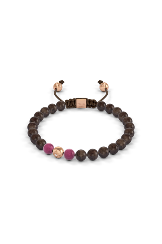 Diamond Ruby Beaded Bracelet-ROSE GOLD-JEWELRYFINE JEWELBRACELET O-SHAMBALLA JEWELS