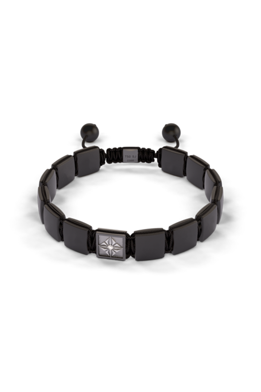 Diamond Matte Black Lock Bracelet-WHITE GOLD-JEWELRYFINE JEWELBRACELET O-SHAMBALLA JEWELS