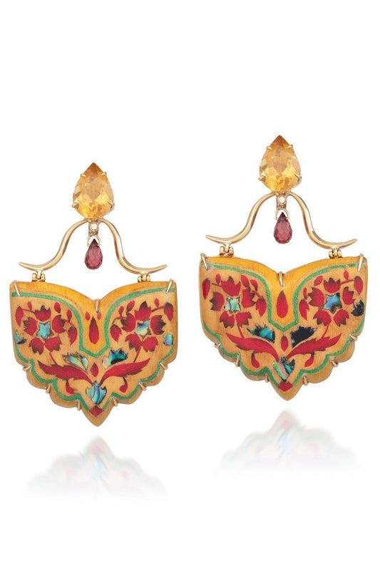 Diamond Abalone Wing Marquetry Earrings-YELLOW GOLD-JEWELRYFINE JEWELEARRING-SILVIA FURMANOVICH