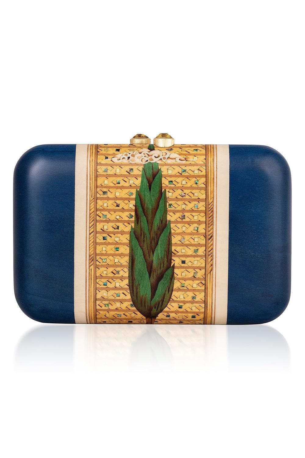 Abalone Pine Tree Print Marquetry Clutch-YELLOW GOLD-JEWELRYFINE JEWELMISC-SILVIA FURMANOVICH