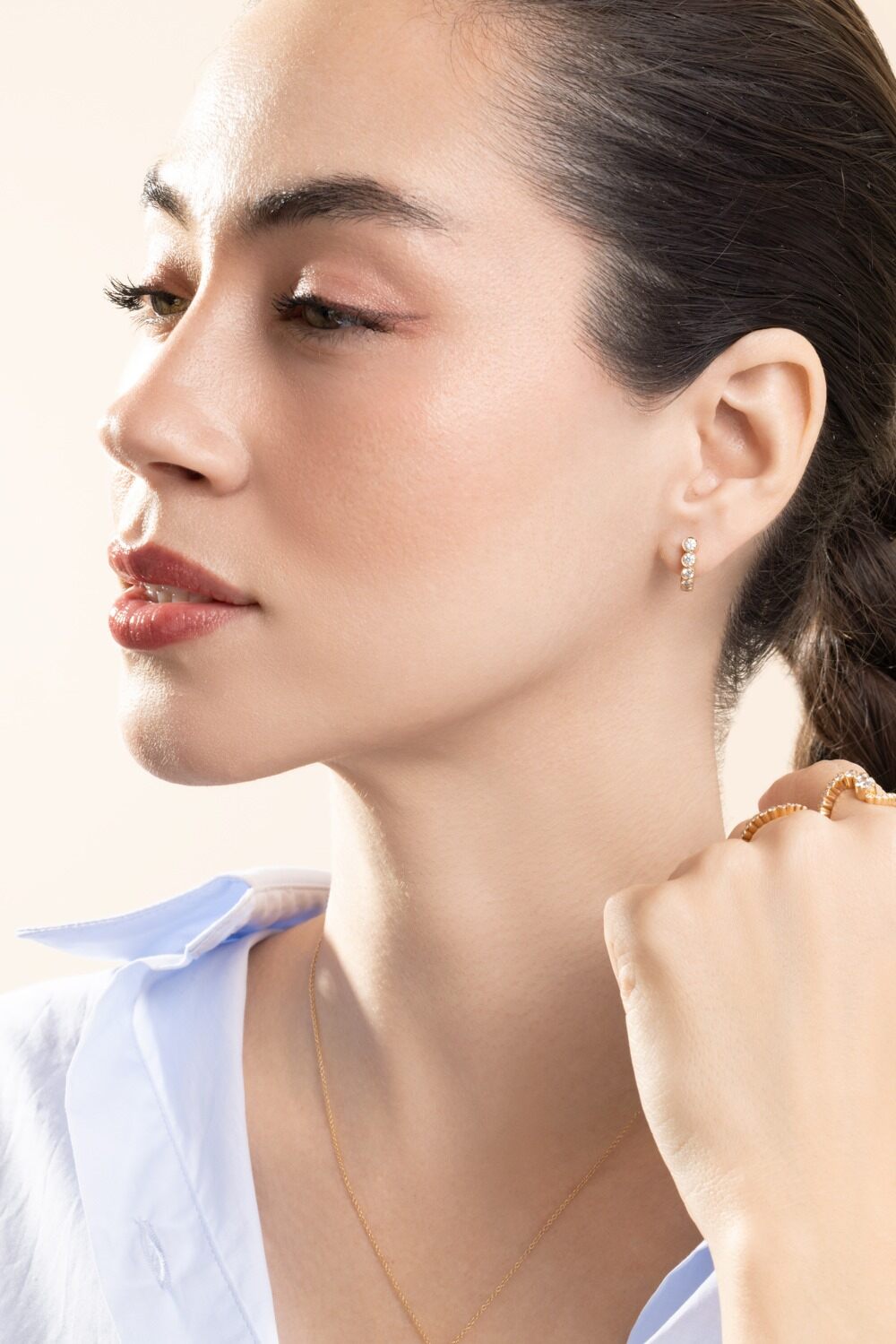 Diamond Petite Boucle Earring-YELLOW GOLD-JEWELRYFINE JEWELEARRING-SOPHIE BILLE BRAHE