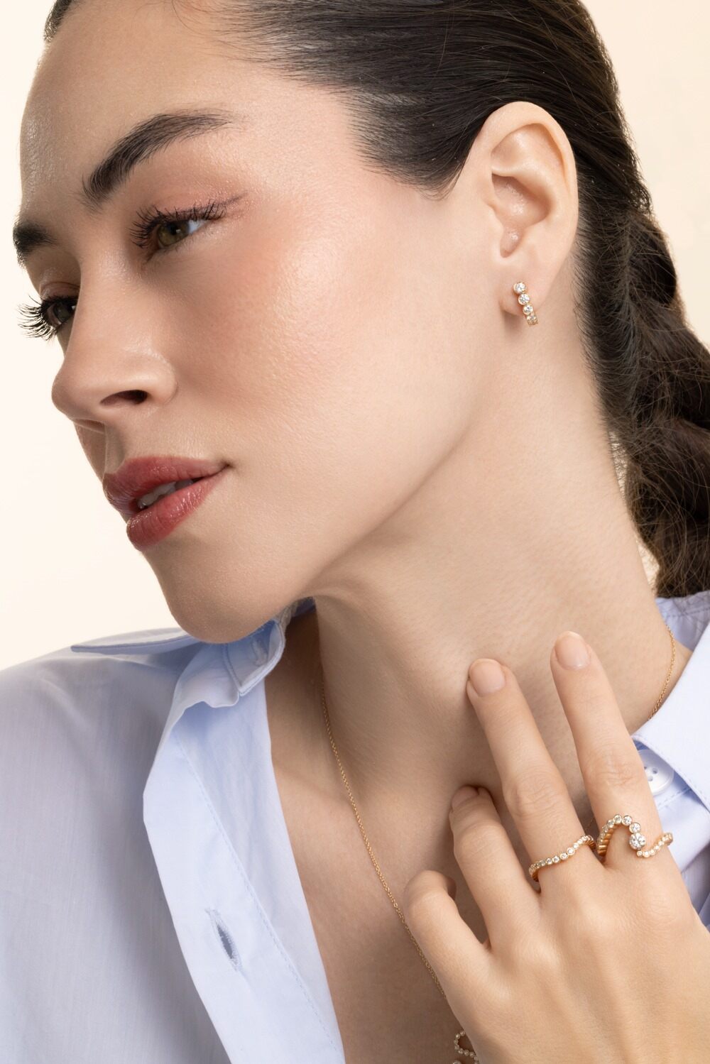 Diamond Petite Boucle Earring-YELLOW GOLD-JEWELRYFINE JEWELEARRING-SOPHIE BILLE BRAHE