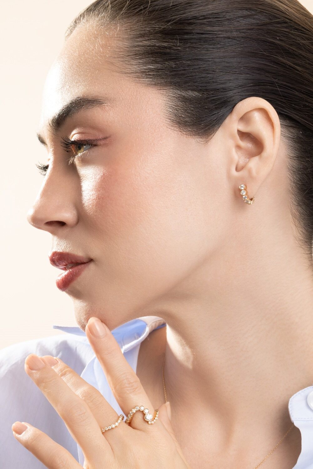 Diamond Petite Boucle Earring-YELLOW GOLD-JEWELRYFINE JEWELEARRING-SOPHIE BILLE BRAHE