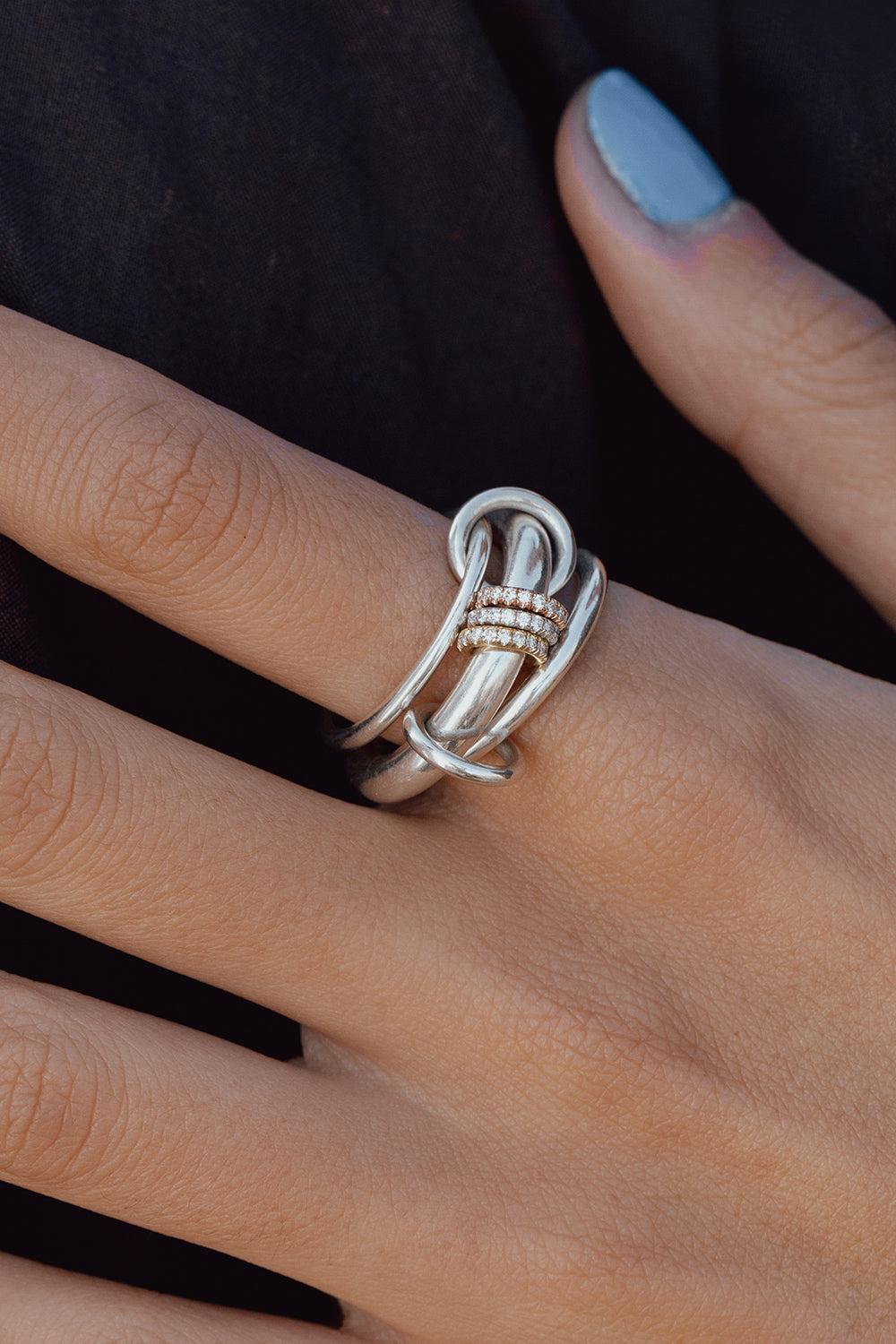 Diamond Pave Gemini SG Ring-SILVER-6-JEWELRYFINE JEWELRING-SPINELLI KILCOLLIN