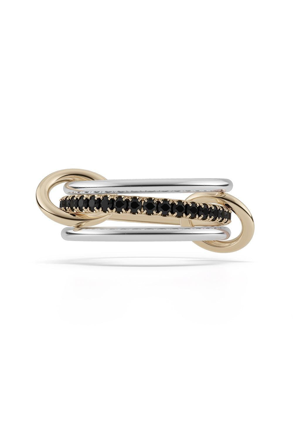 Tigiris SG Noir Three Link Ring-YELLOW GOLD-7-JEWELRYFINE JEWELRING-SPINELLI KILCOLLIN