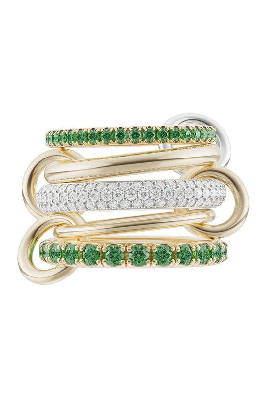 Emerald Diamond 5 Band Chloe Vert Ring-YELLOW GOLD-8.5-JEWELRYFINE JEWELRING-SPINELLI KILCOLLIN