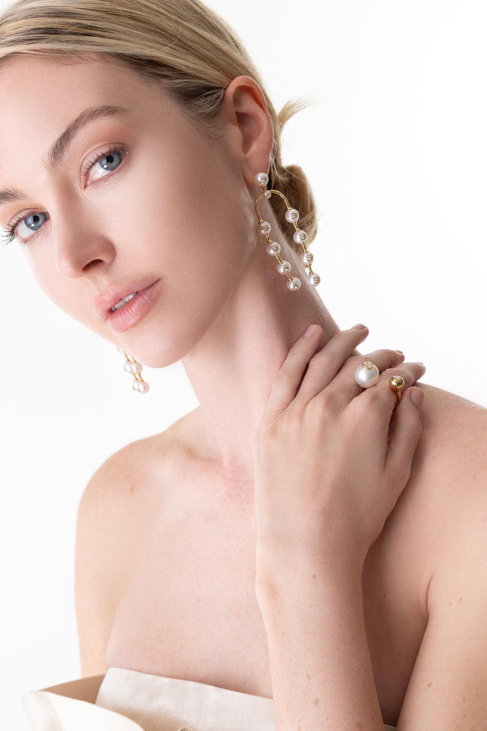 Nemara Grand Pearl Drop Earrings-YELLOW GOLD-JEWELRYFINE JEWELEARRING-STATE PROPERTY