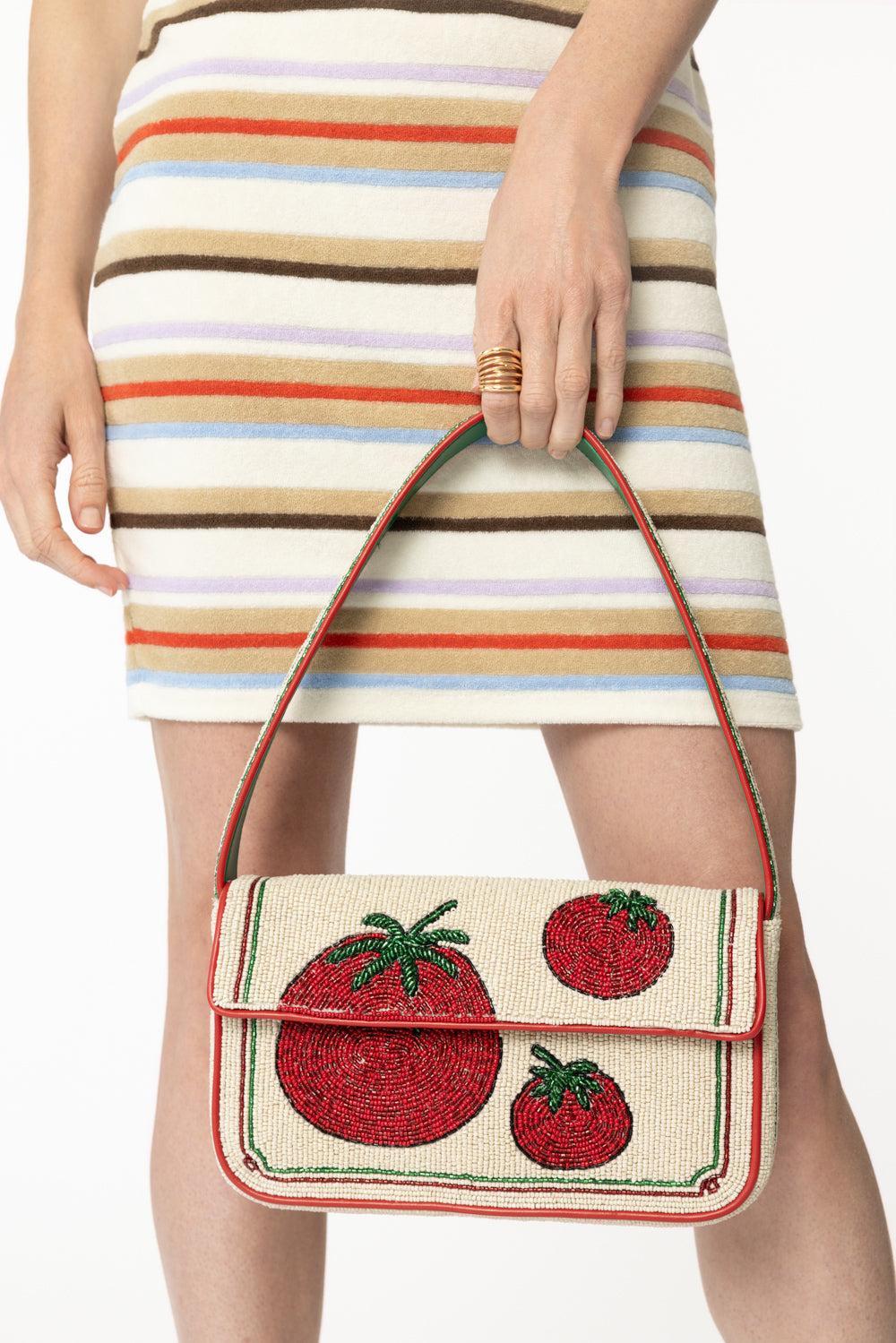 Tommy Beaded Bag - Tomato-TOMATO-HANDBAGTOP HANDLE-STAUD