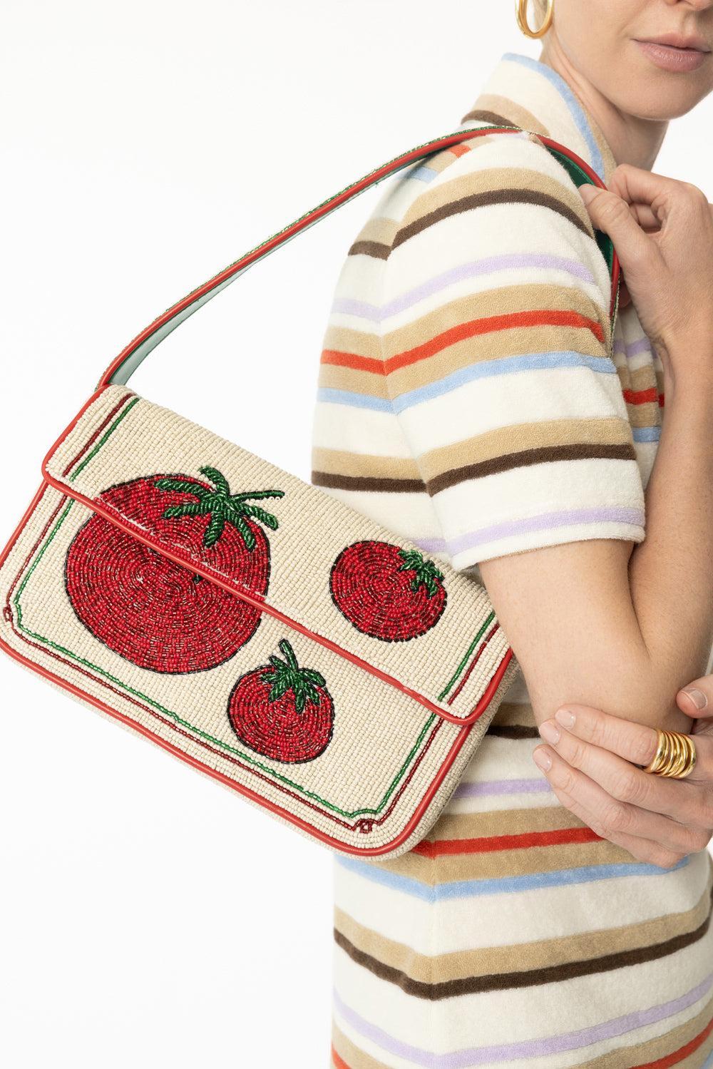 Tommy Beaded Bag - Tomato-TOMATO-HANDBAGTOP HANDLE-STAUD
