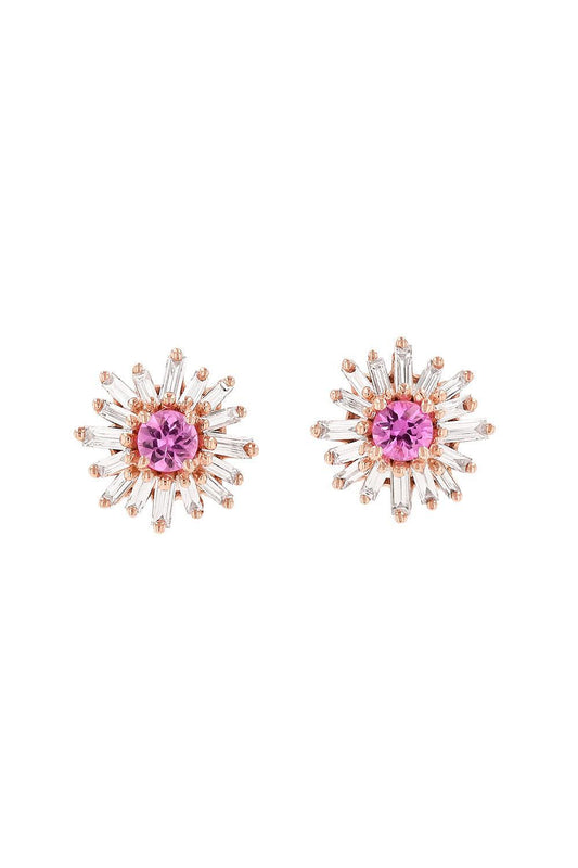 Pink Sapphire Diamond Stud Earrings-ROSE GOLD-JEWELRYFINE JEWELEARRING-SUZANNE KALAN