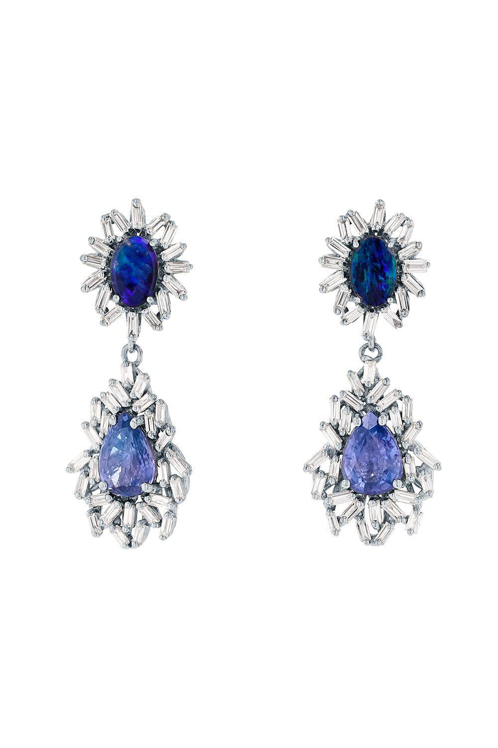 Opal Blue Sapphire Drop Earrings-WHITE GOLD-JEWELRYFINE JEWELEARRING-SUZANNE KALAN