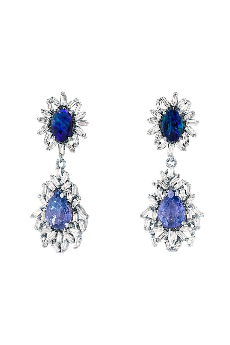 Opal Blue Sapphire Drop Earrings
