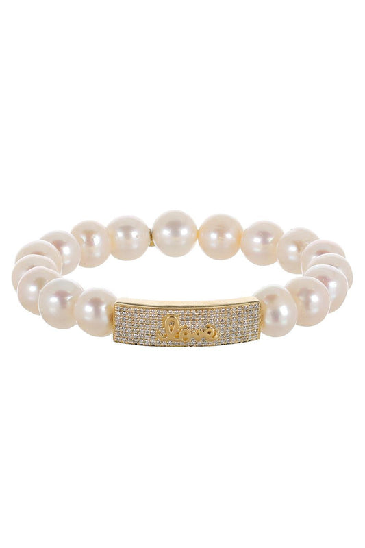 Love Script Pearl Charm Bracelet-YELLOW GOLD-JEWELRYFINE JEWELBRACELET O-SYDNEY EVAN