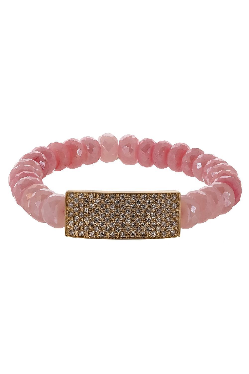 Pink Opal Diamond Pave ID Bar Bracelet-YELLOW GOLD-JEWELRYFINE JEWELBRACELET O-SYDNEY EVAN