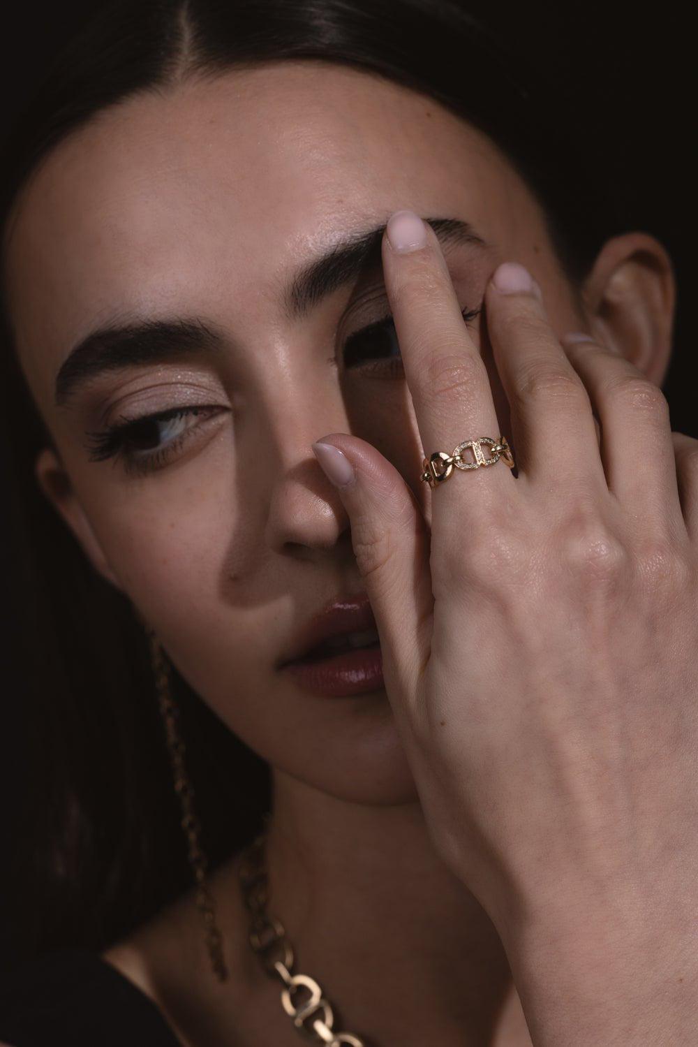 SYDNEY EVAN-Chain Link Eternity Ring-YELLOW GOLD