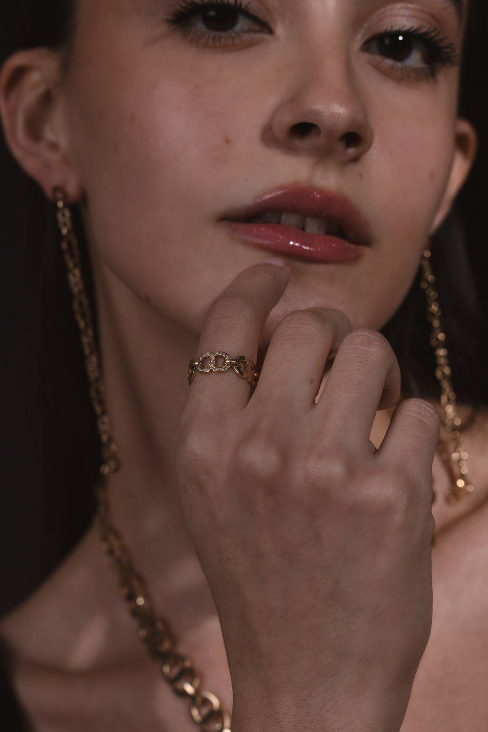 SYDNEY EVAN-Chain Link Eternity Ring-YELLOW GOLD