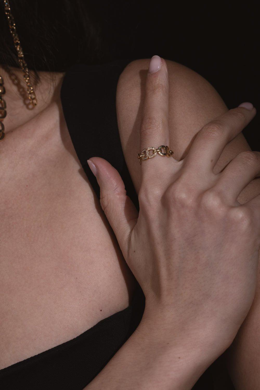 SYDNEY EVAN-Chain Link Eternity Ring-YELLOW GOLD