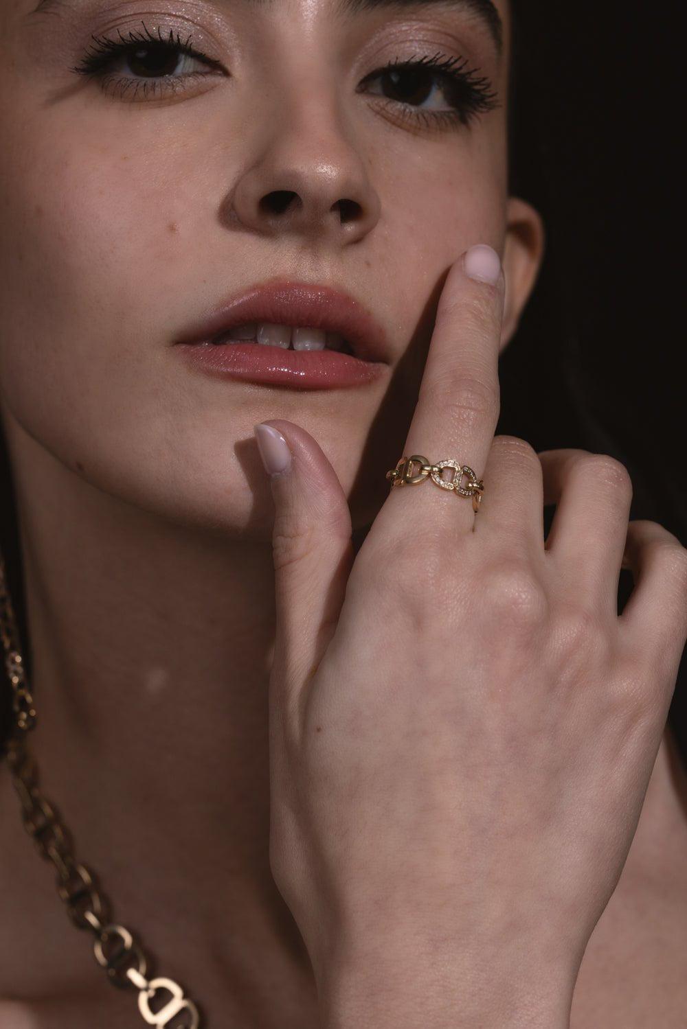 SYDNEY EVAN-Chain Link Eternity Ring-YELLOW GOLD