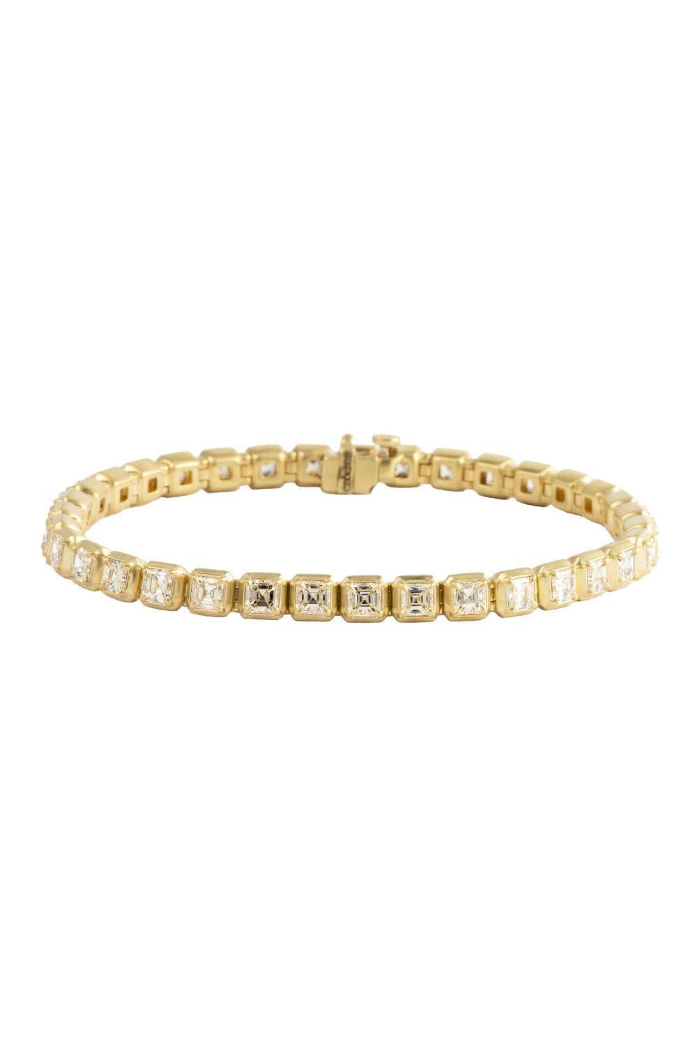 Diamond Asher Cut Tennis Bracelet-YELLOW GOLD-7-JEWELRYFINE JEWELBRACELET O-SYLVA & CIE