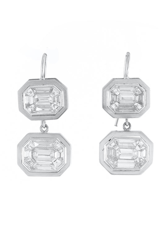 Diamond Mosaic Drop Earrings-WHITE GOLD-JEWELRYFINE JEWELEARRING-SYLVA & CIE