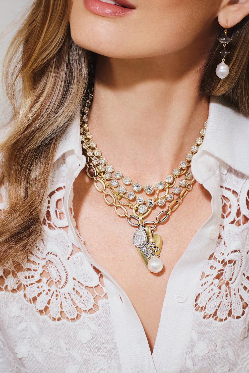 South Sea Pearl Rough Cut Earrings-YELLOW GOLD-JEWELRYFINE JEWELEARRING-SYLVA & CIE