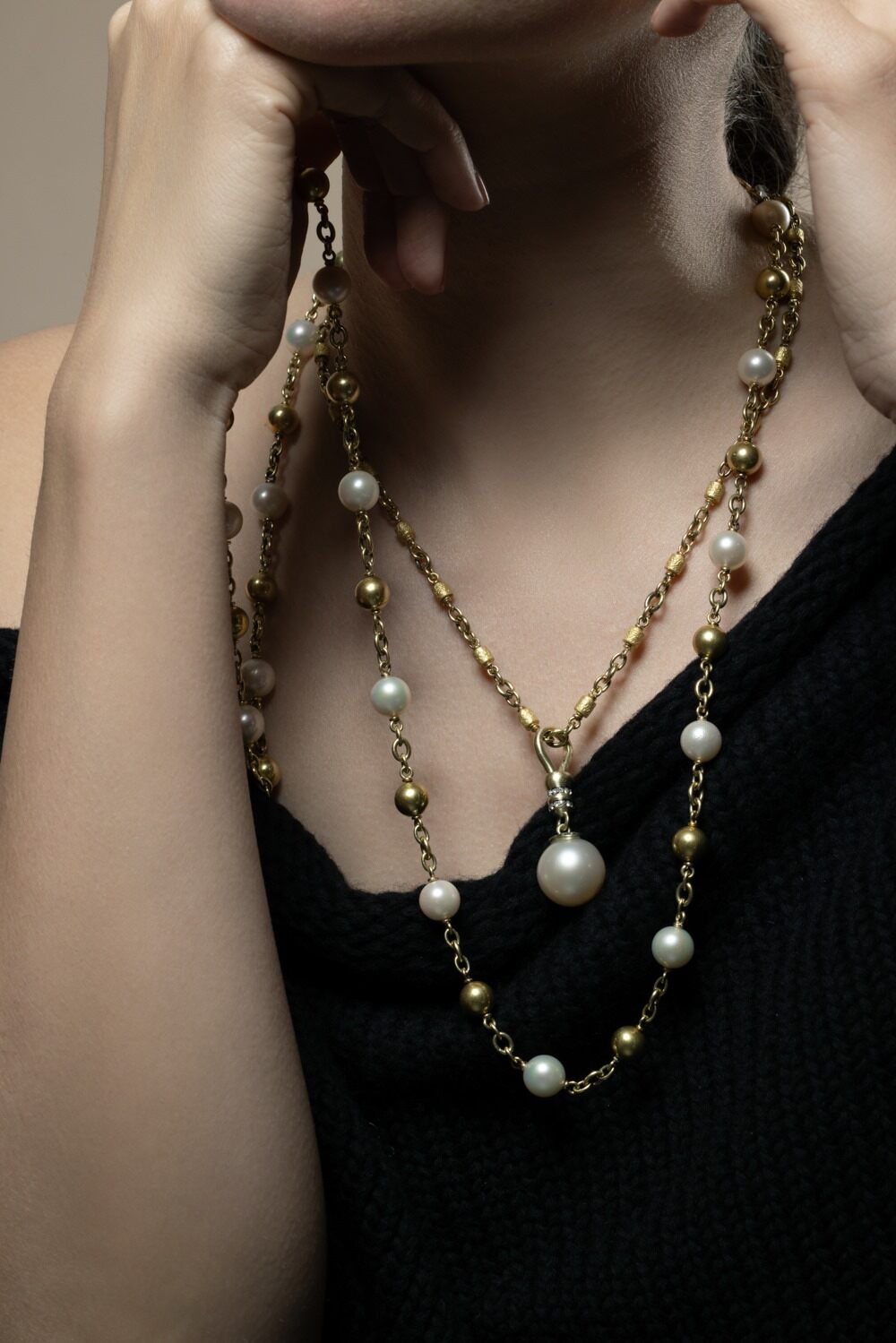 Pearl Beaded Necklace-YELLOW GOLD-32-JEWELRYFINE JEWELNECKLACE O-SYLVA & CIE