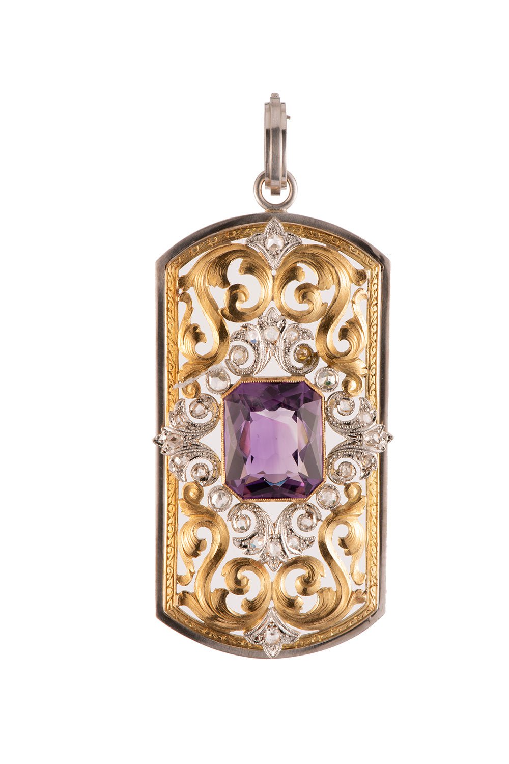 SYLVA & CIE-Amethyst Vintage Pendant-YELLOW GOLD