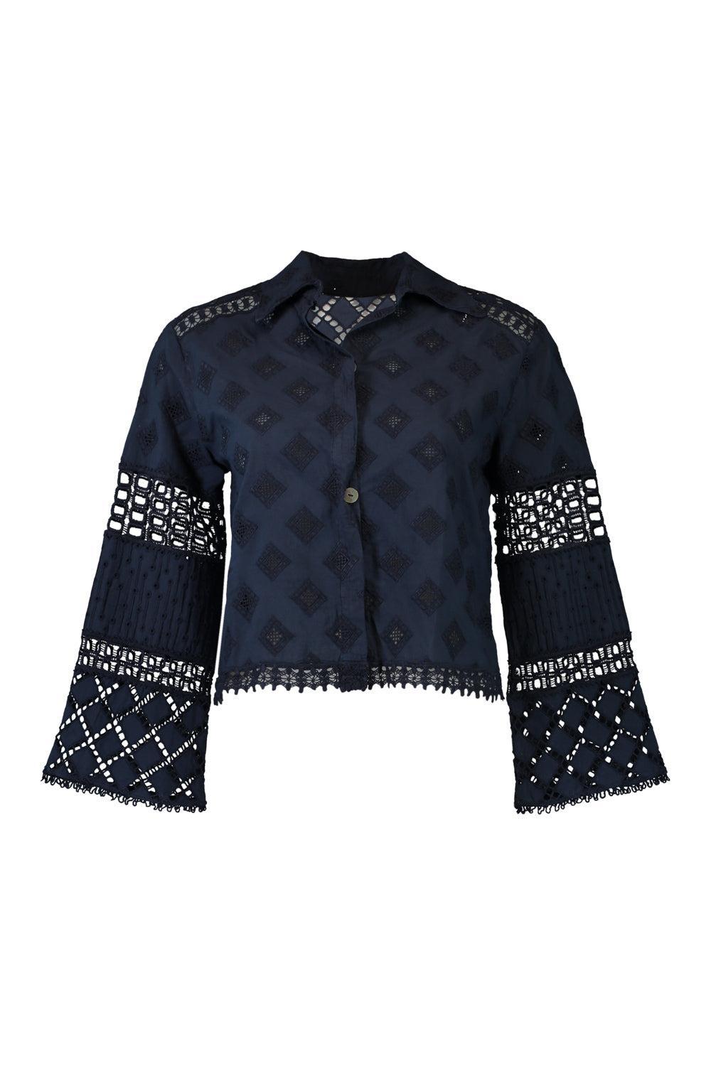 Aneto Blouse - Navy-BLUE-XS-CLOTHINGTOPBLOUSE-TEMPTATION POSITANO