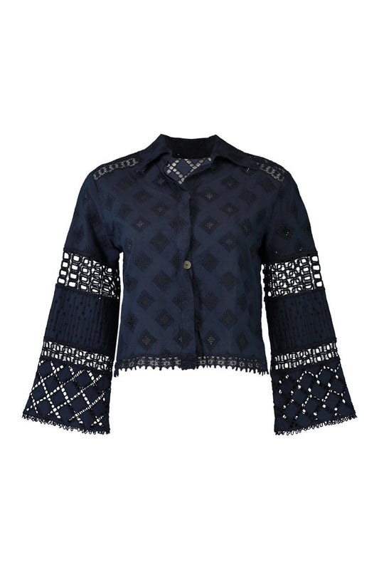 Aneto Blouse - Navy-BLUE-XS-CLOTHINGTOPBLOUSE-TEMPTATION POSITANO