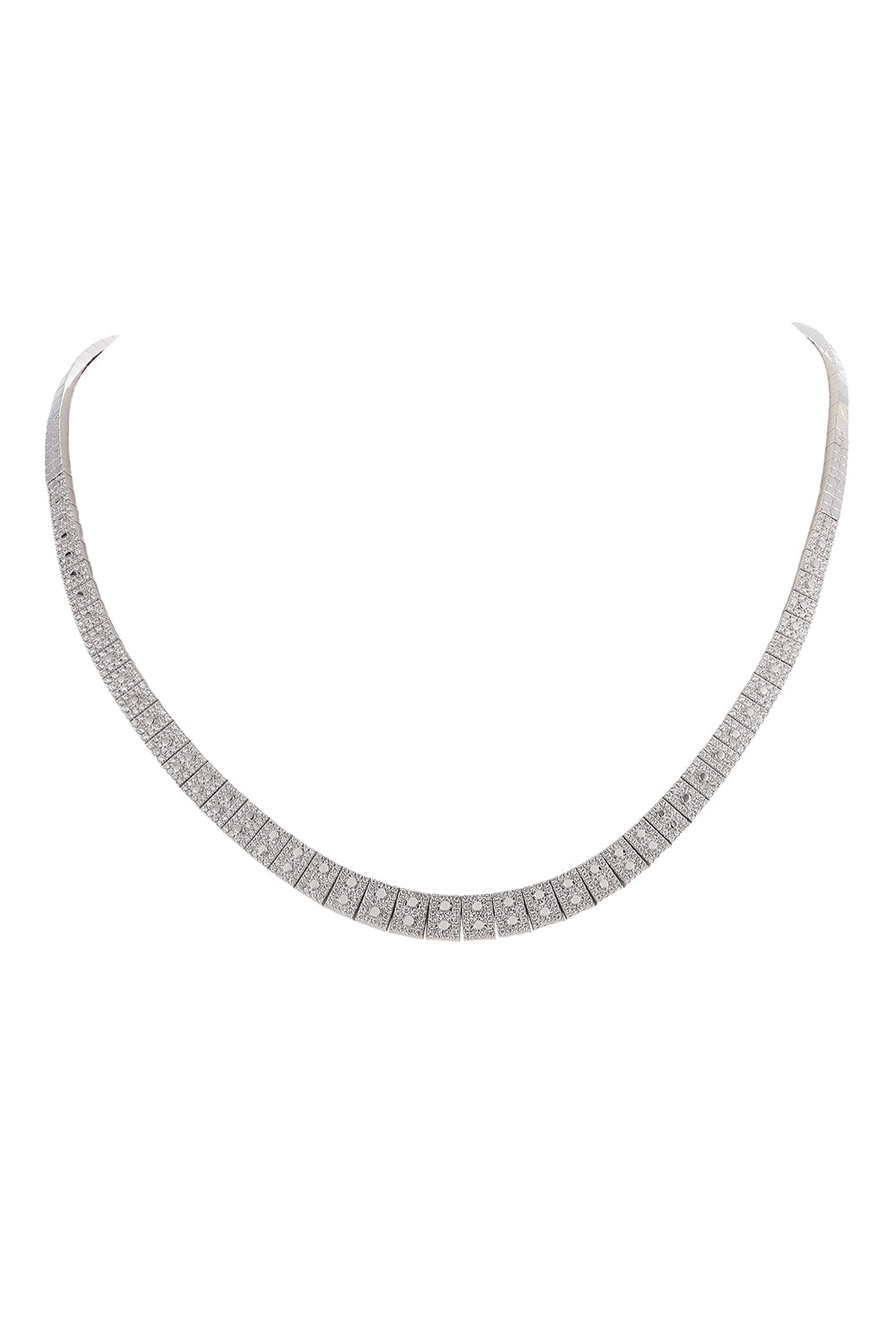 Diamond Leggo ID Metal Tennis Necklace-WHITE GOLD-JEWELRYFINE JEWELNECKLACE O-TYPE JEWELRY