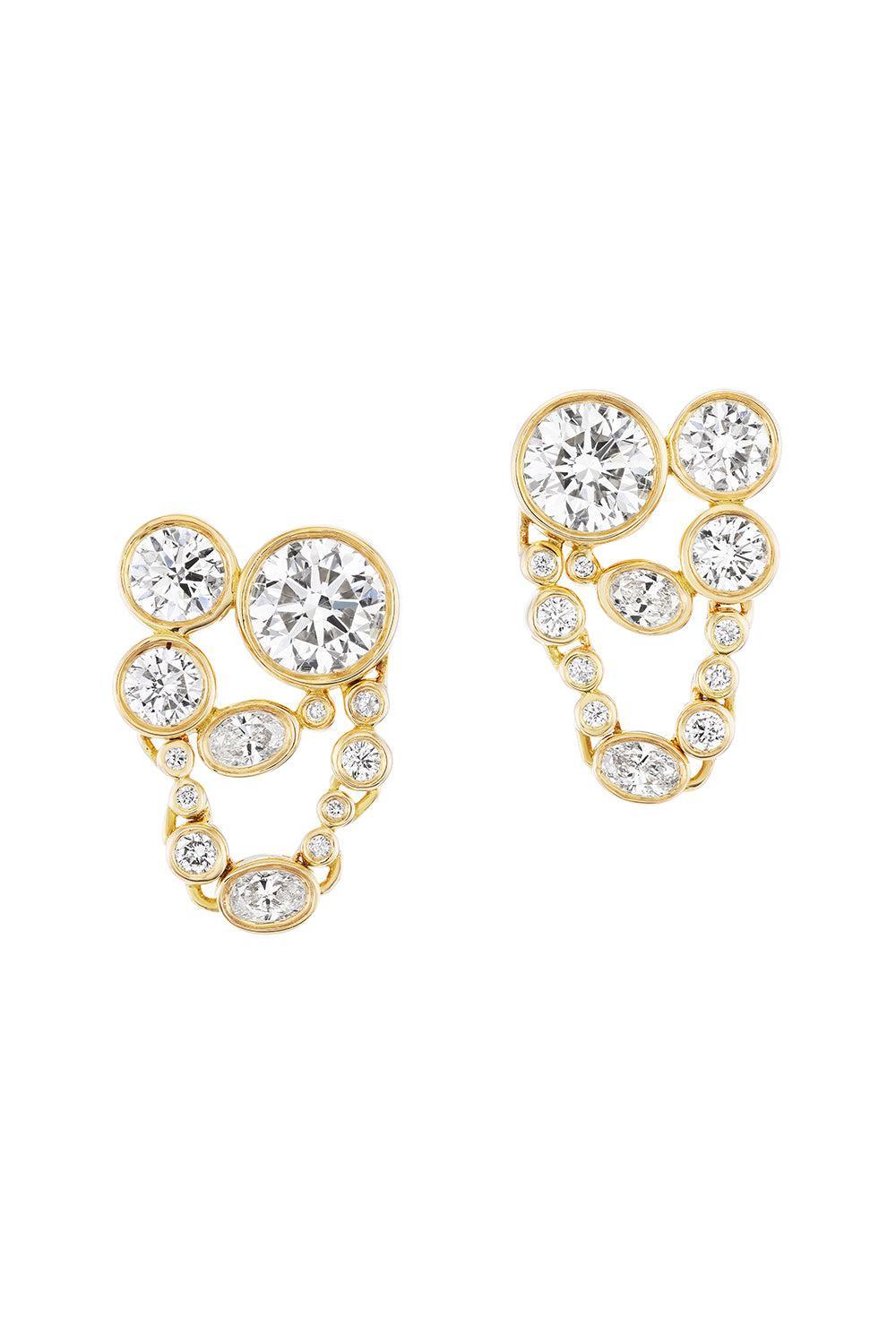 Diamond Metal Web Earrings-YELLOW GOLD-JEWELRYFINE JEWELEARRING-UNIFORM OBJECT