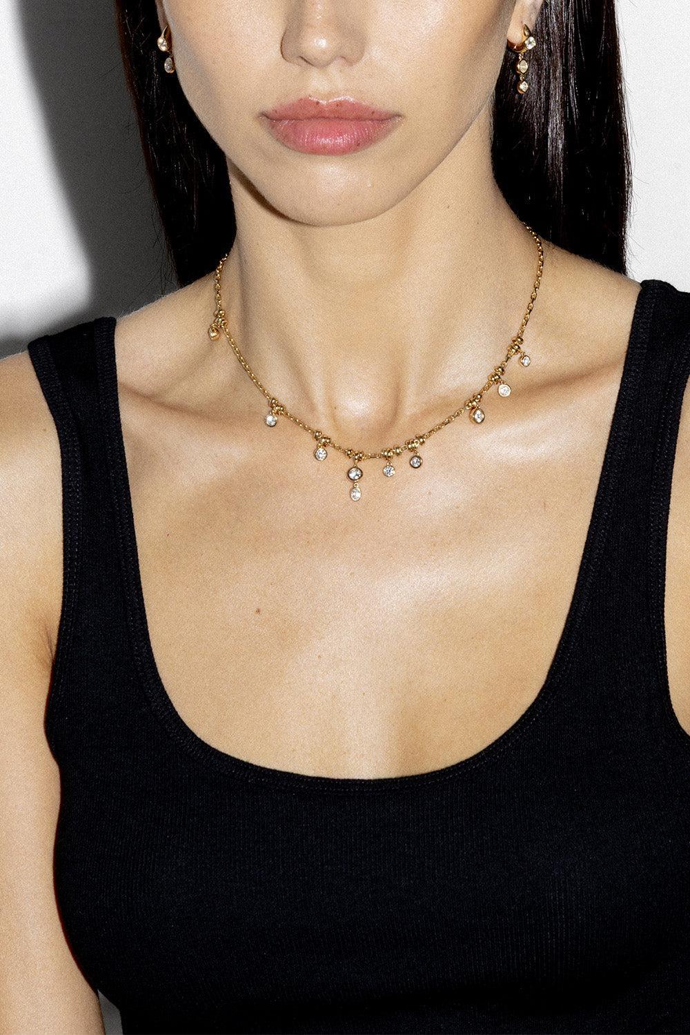 Diamond Dust Necklace-YELLOW GOLD-18-JEWELRYFINE JEWELNECKLACE O-UNIFORM OBJECT