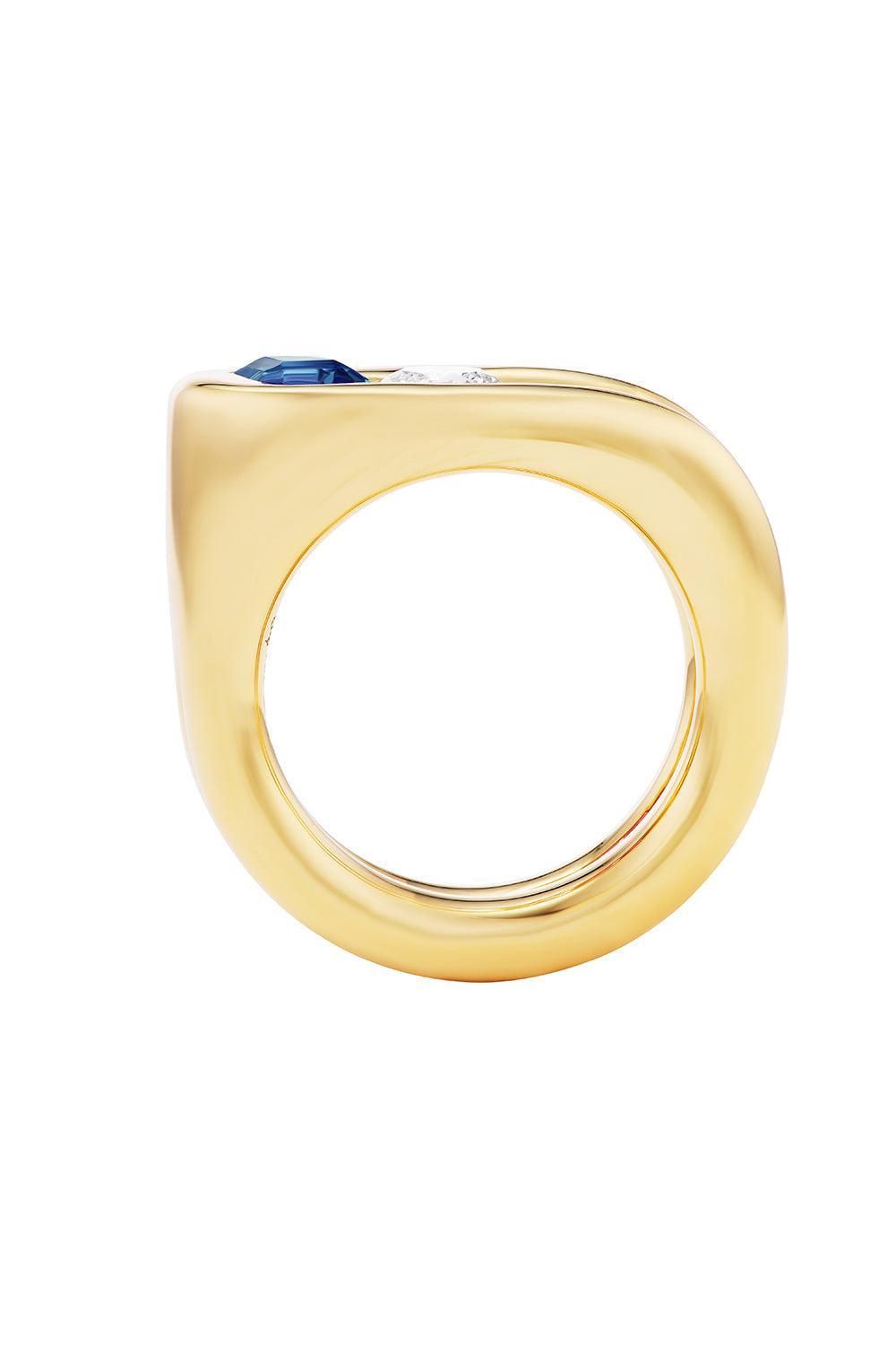 Blue Sapphire Diamond Impact Ring-YELLOW GOLD-7-JEWELRYFINE JEWELRING-UNIFORM OBJECT