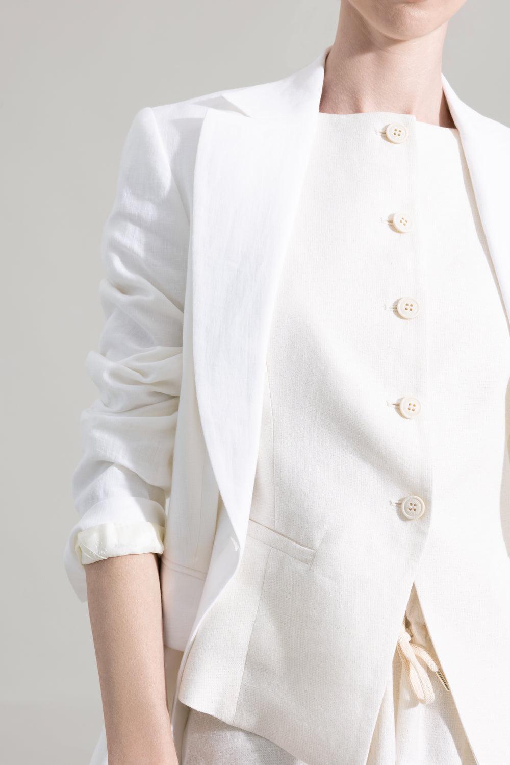 Single Breasted Two Button Blazer-WHITE-36-CLOTHINGJACKETBLAZERS-ELEVENTY